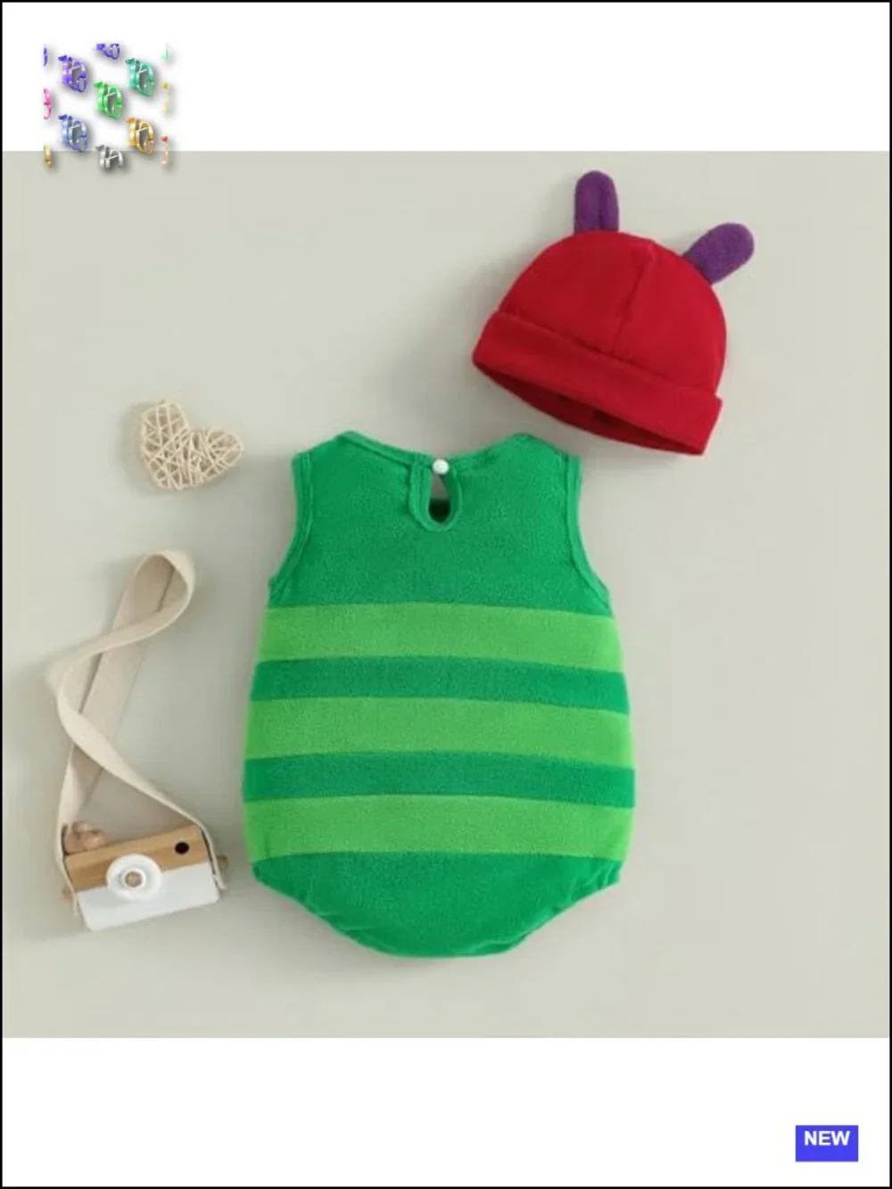Infant Boys Girls Halloween Costume Sleeveless Striped Fleece Bodysuit and Hat